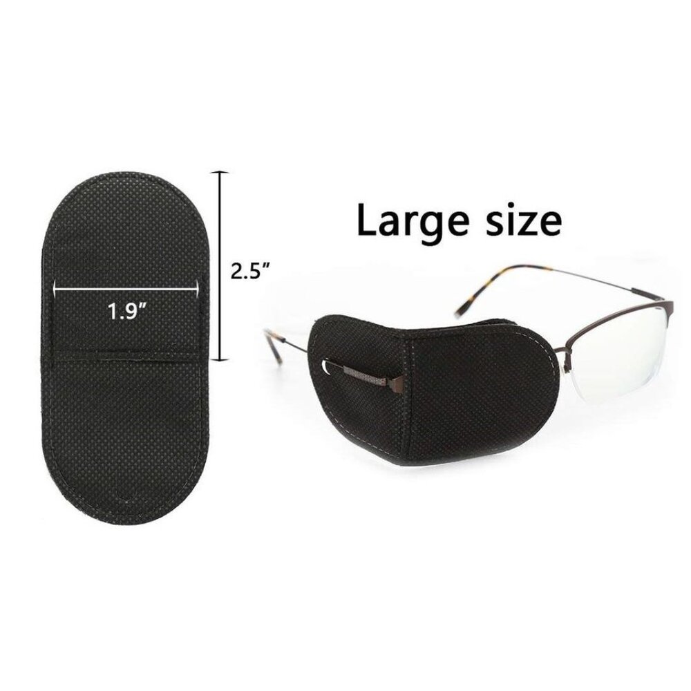FREE NWT Set of 4 Black Slip-On Eyeglasses Right or Left Eye Patch | Large